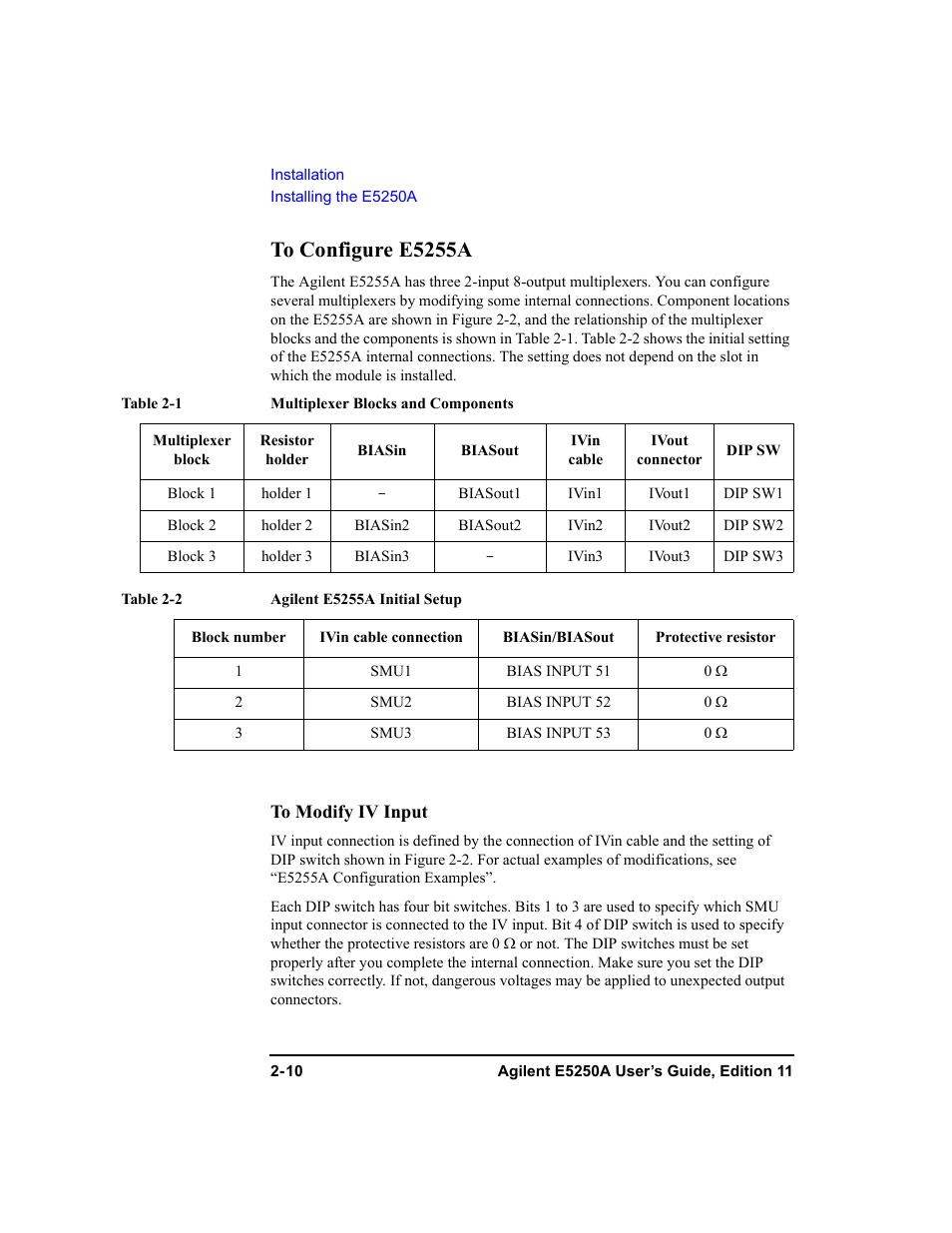 To configure e5255a, To configure e5255a -10 | Agilent Technologies Agilent E5250A User Manual | Page 42 / 326