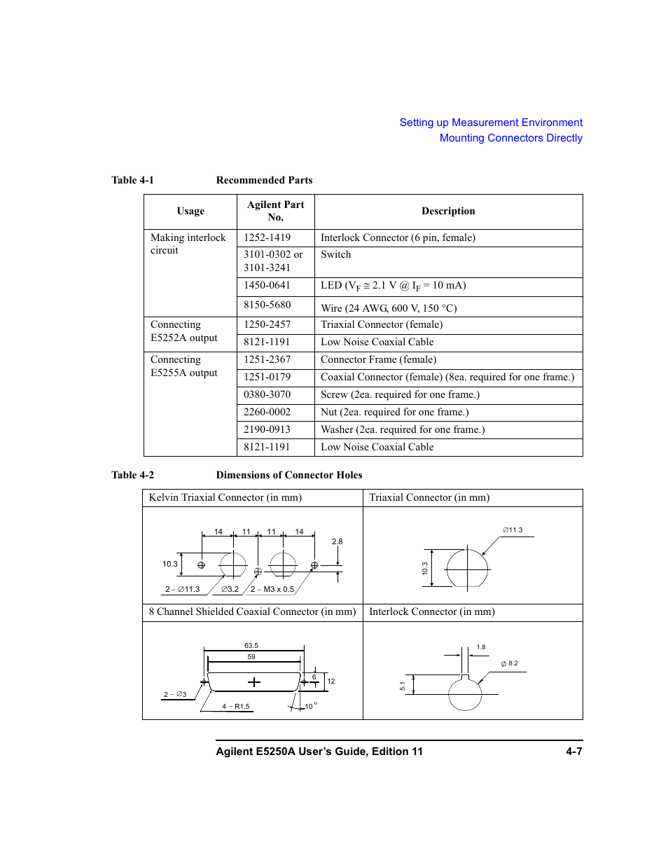Table 4-1, Table 4-2, Table 4-1 l | Agilent Technologies Agilent E5250A User Manual | Page 77 / 326