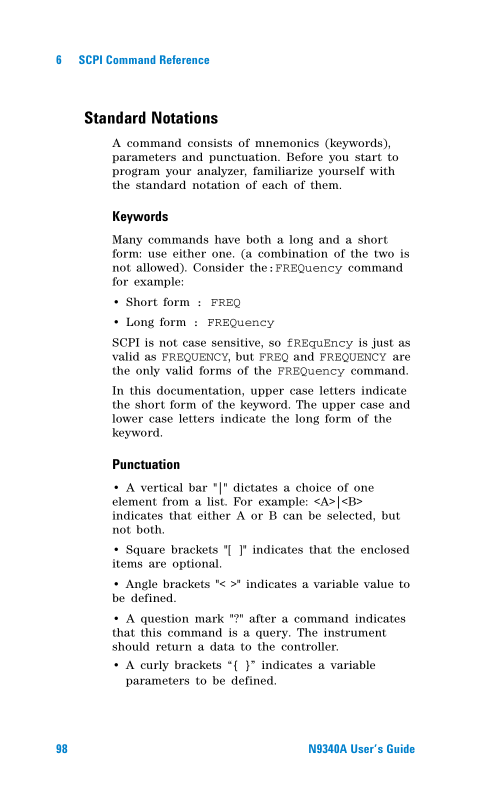 Standard notations | Agilent Technologies N9340A User Manual | Page 100 / 161