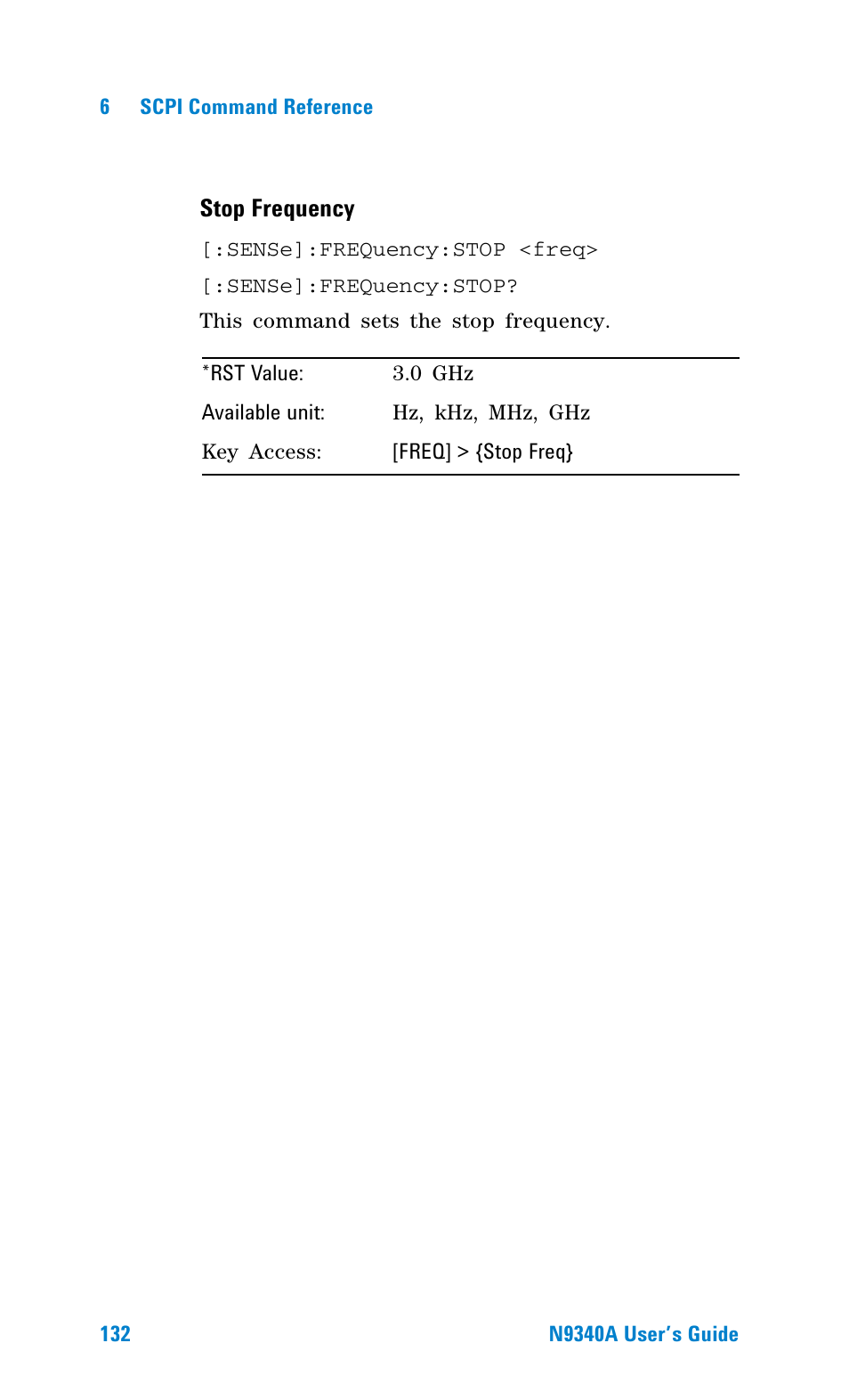 Stop frequency | Agilent Technologies N9340A User Manual | Page 134 / 161