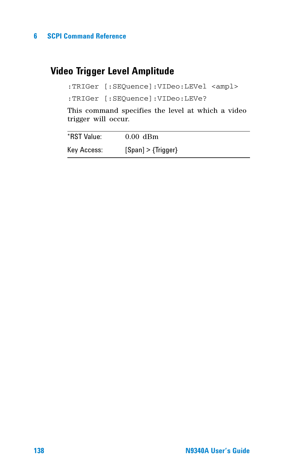Video trigger level amplitude | Agilent Technologies N9340A User Manual | Page 140 / 161