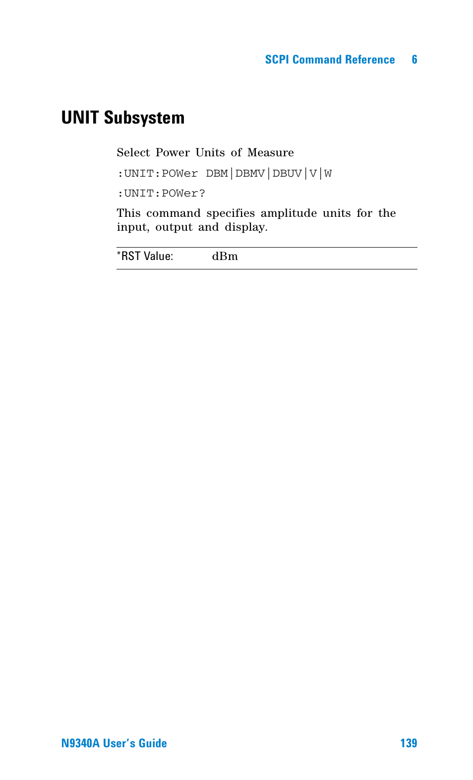 Unit subsystem | Agilent Technologies N9340A User Manual | Page 141 / 161