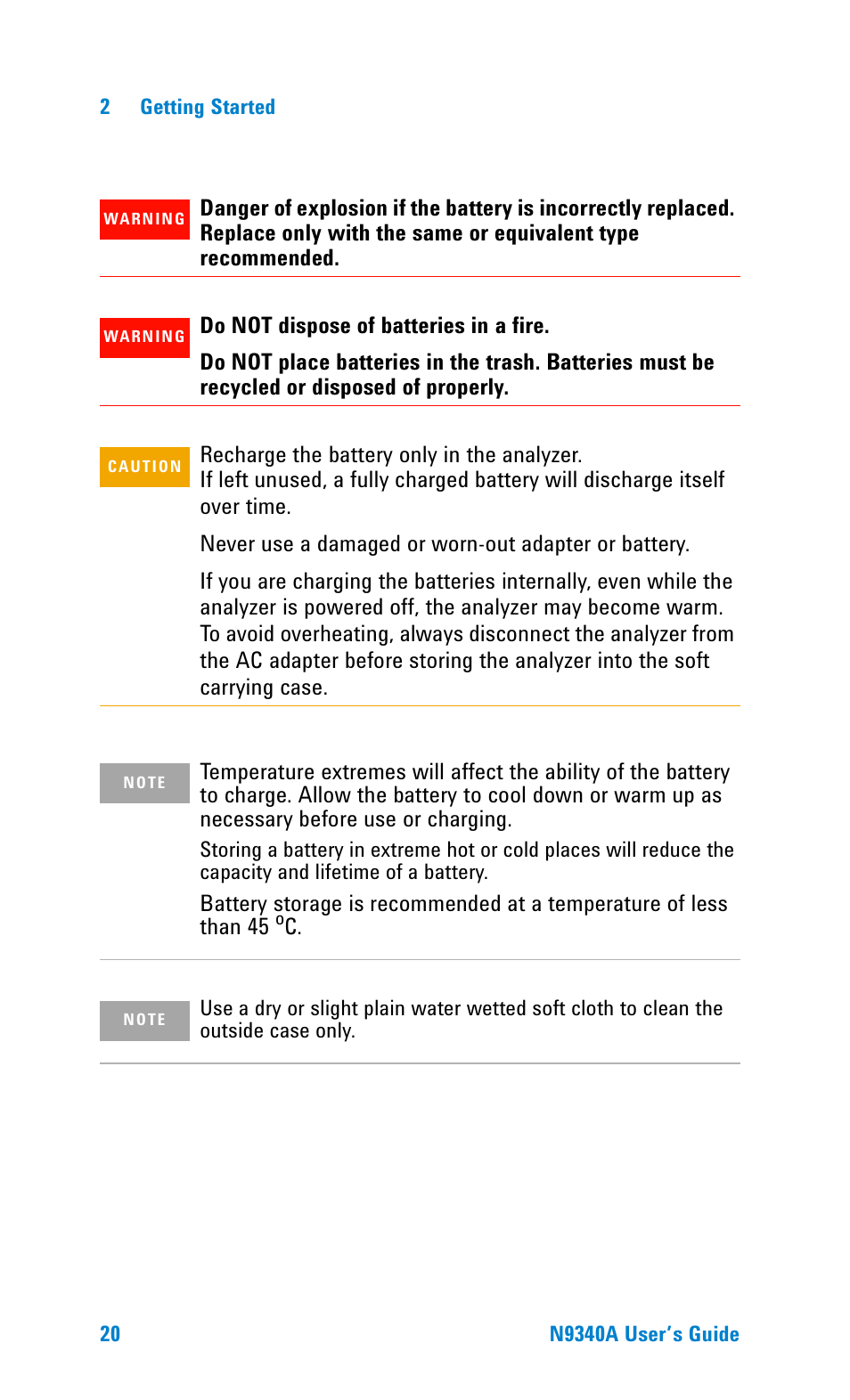 Agilent Technologies N9340A User Manual | Page 22 / 161