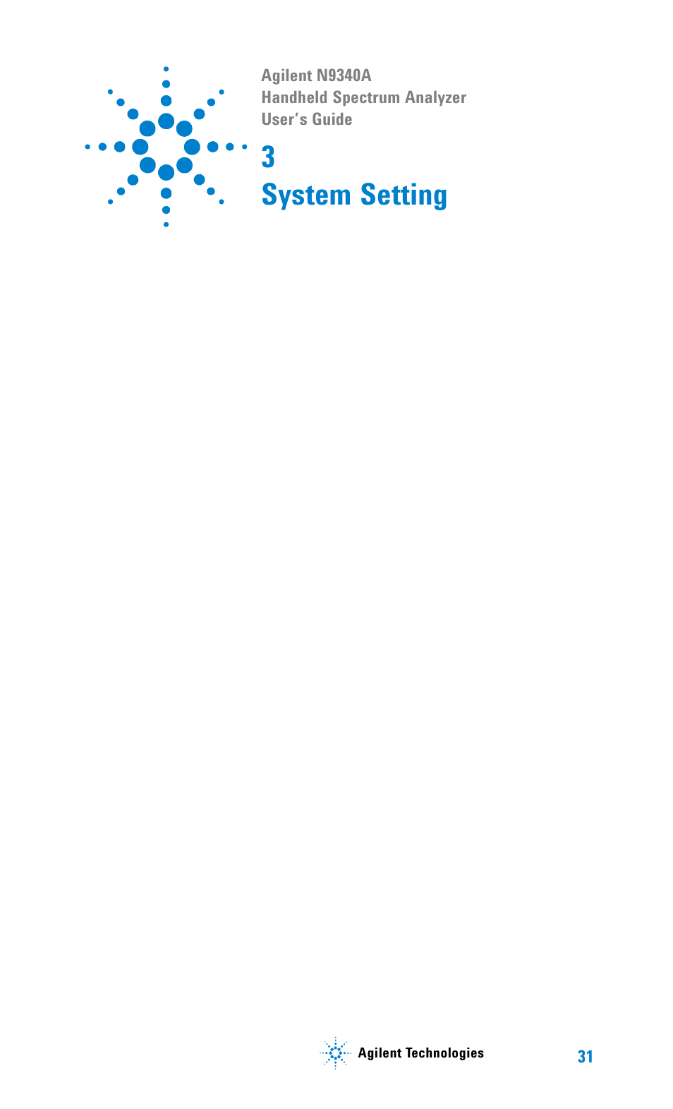 System setting, 3 system setting, 3system setting | Agilent Technologies N9340A User Manual | Page 33 / 161