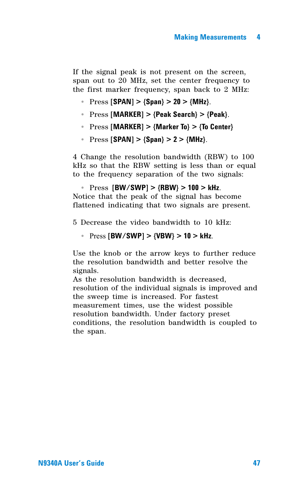 Agilent Technologies N9340A User Manual | Page 49 / 161