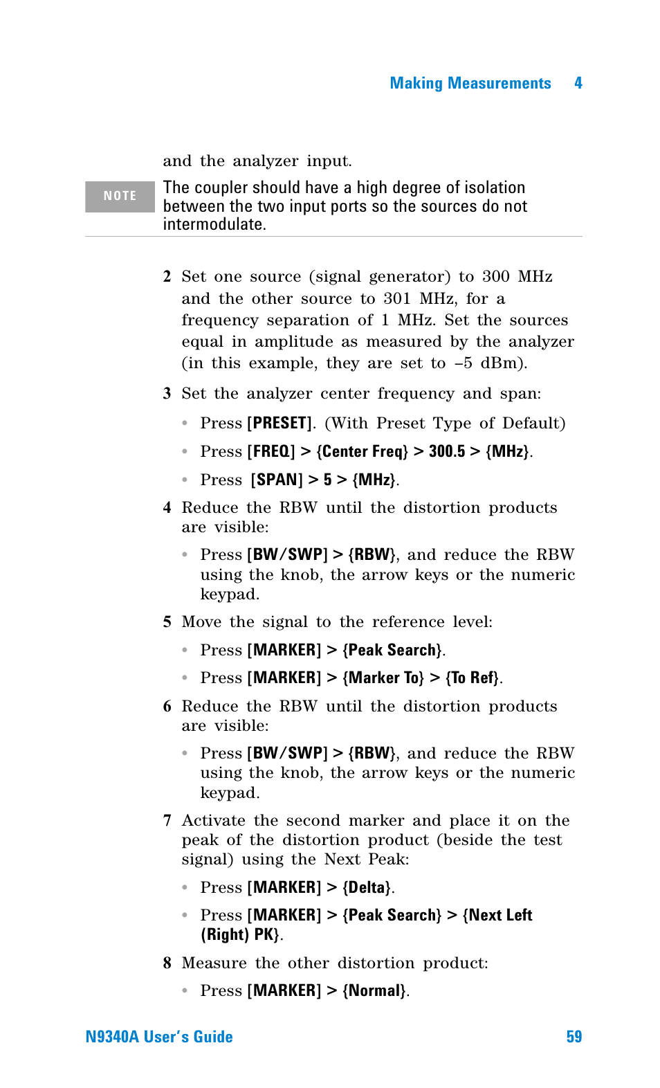 Agilent Technologies N9340A User Manual | Page 61 / 161