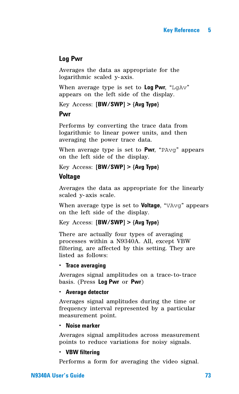 Log pwr, Voltage | Agilent Technologies N9340A User Manual | Page 75 / 161