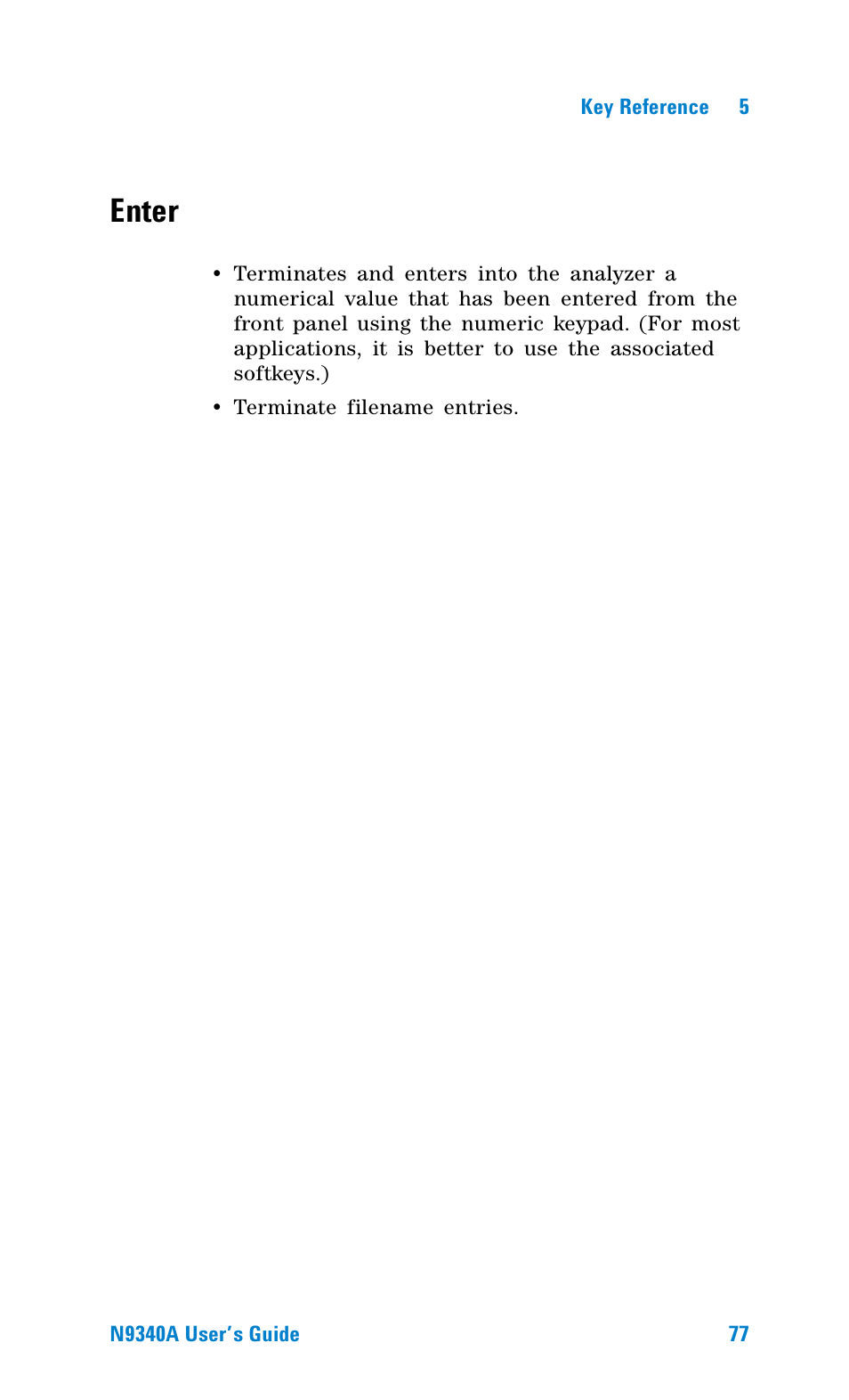 Enter | Agilent Technologies N9340A User Manual | Page 79 / 161