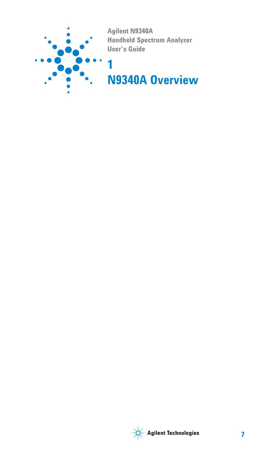 N9340a overview | Agilent Technologies N9340A User Manual | Page 9 / 161