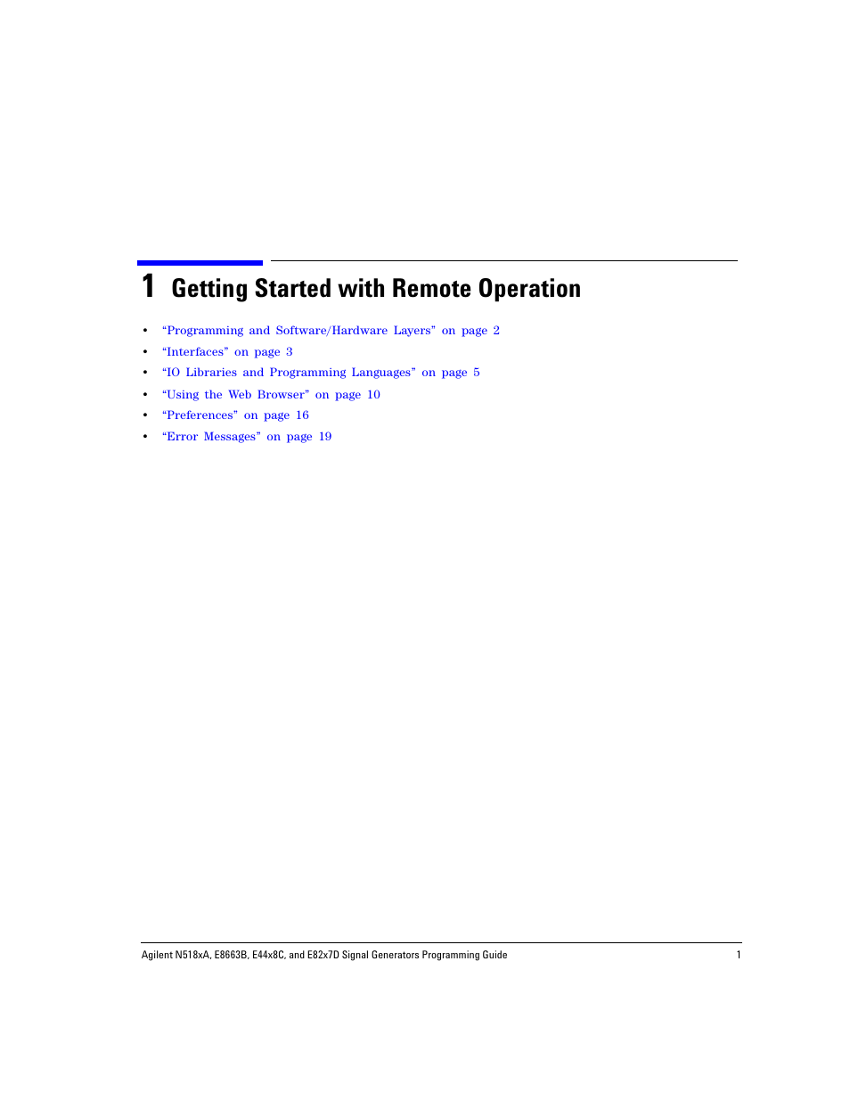 1 getting started with remote operation, Getting started with remote operation | Agilent Technologies N5183A MXG User Manual | Page 11 / 366