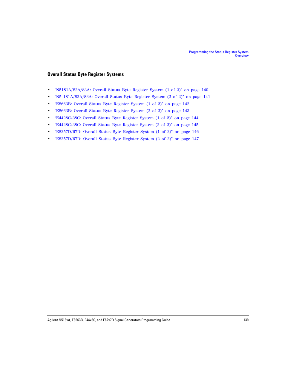 Overall status byte register systems | Agilent Technologies N5183A MXG User Manual | Page 149 / 366