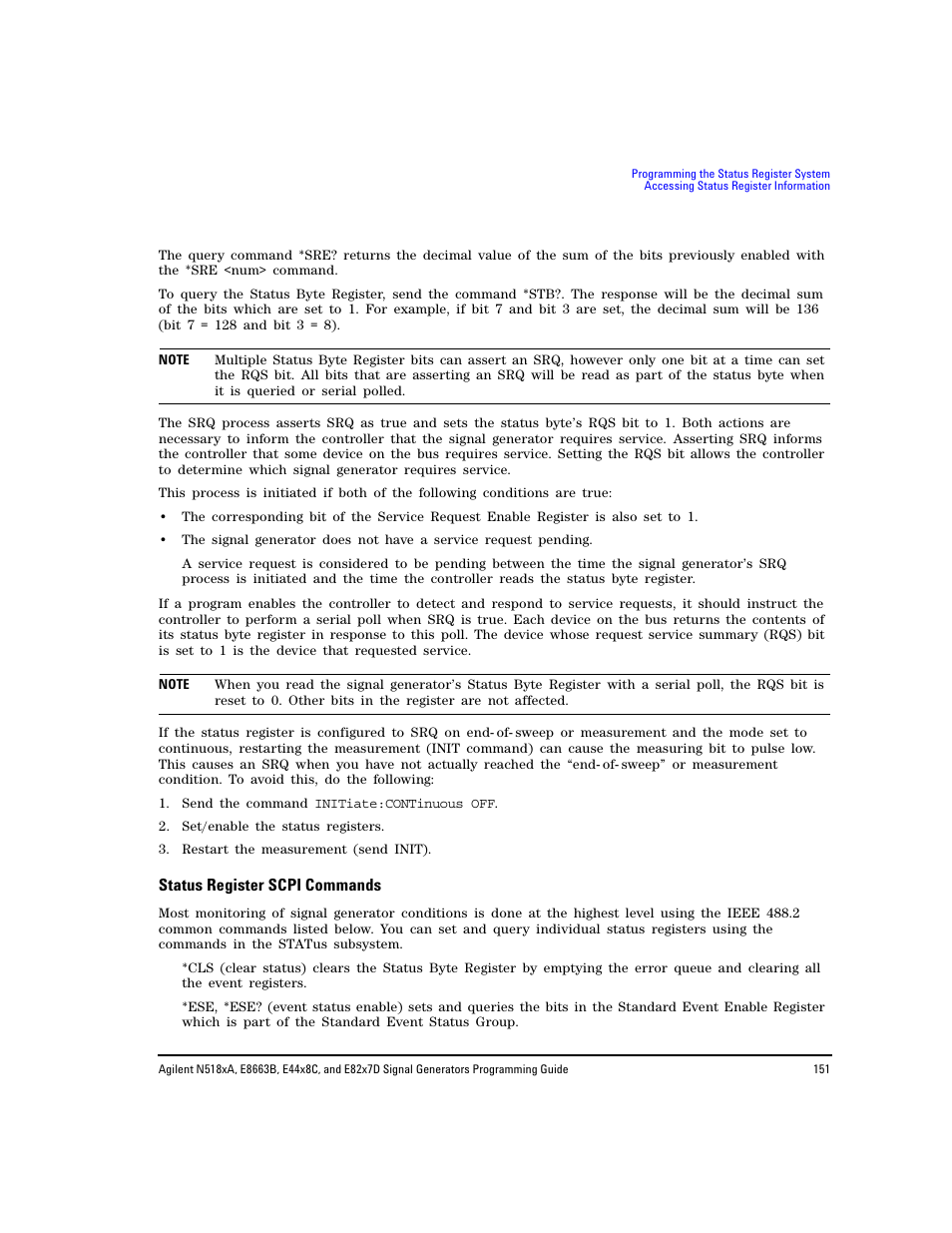 Status register scpi commands | Agilent Technologies N5183A MXG User Manual | Page 161 / 366