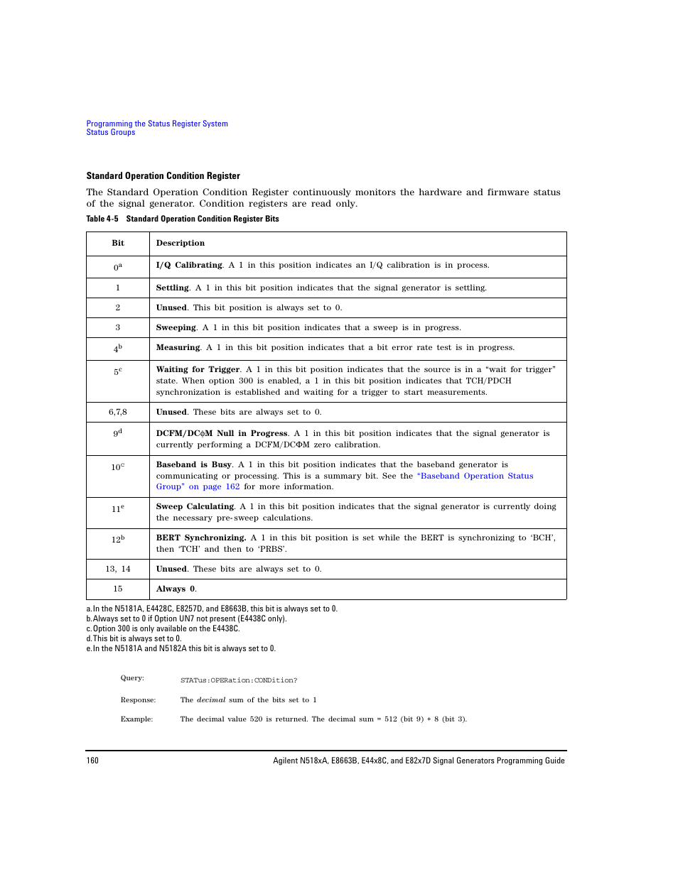 Queried. see, Standard operation condition register | Agilent Technologies N5183A MXG User Manual | Page 170 / 366