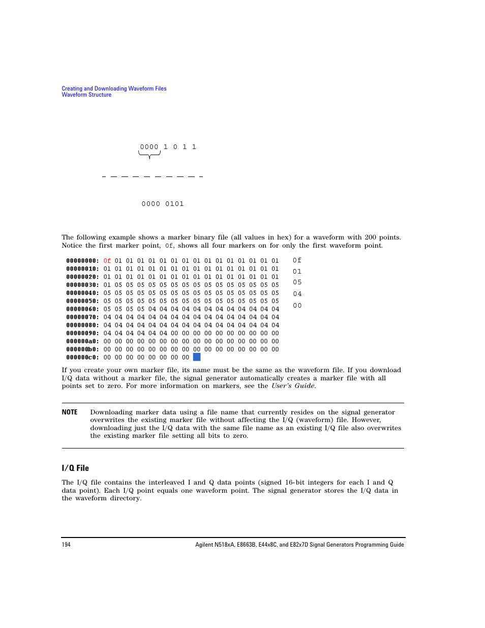 I/q file | Agilent Technologies N5183A MXG User Manual | Page 204 / 366