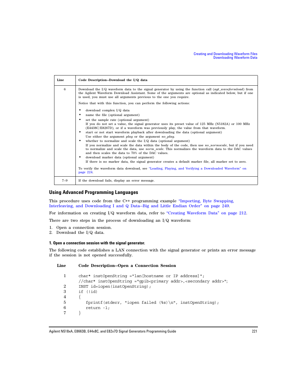 Using advanced programming languages | Agilent Technologies N5183A MXG User Manual | Page 231 / 366