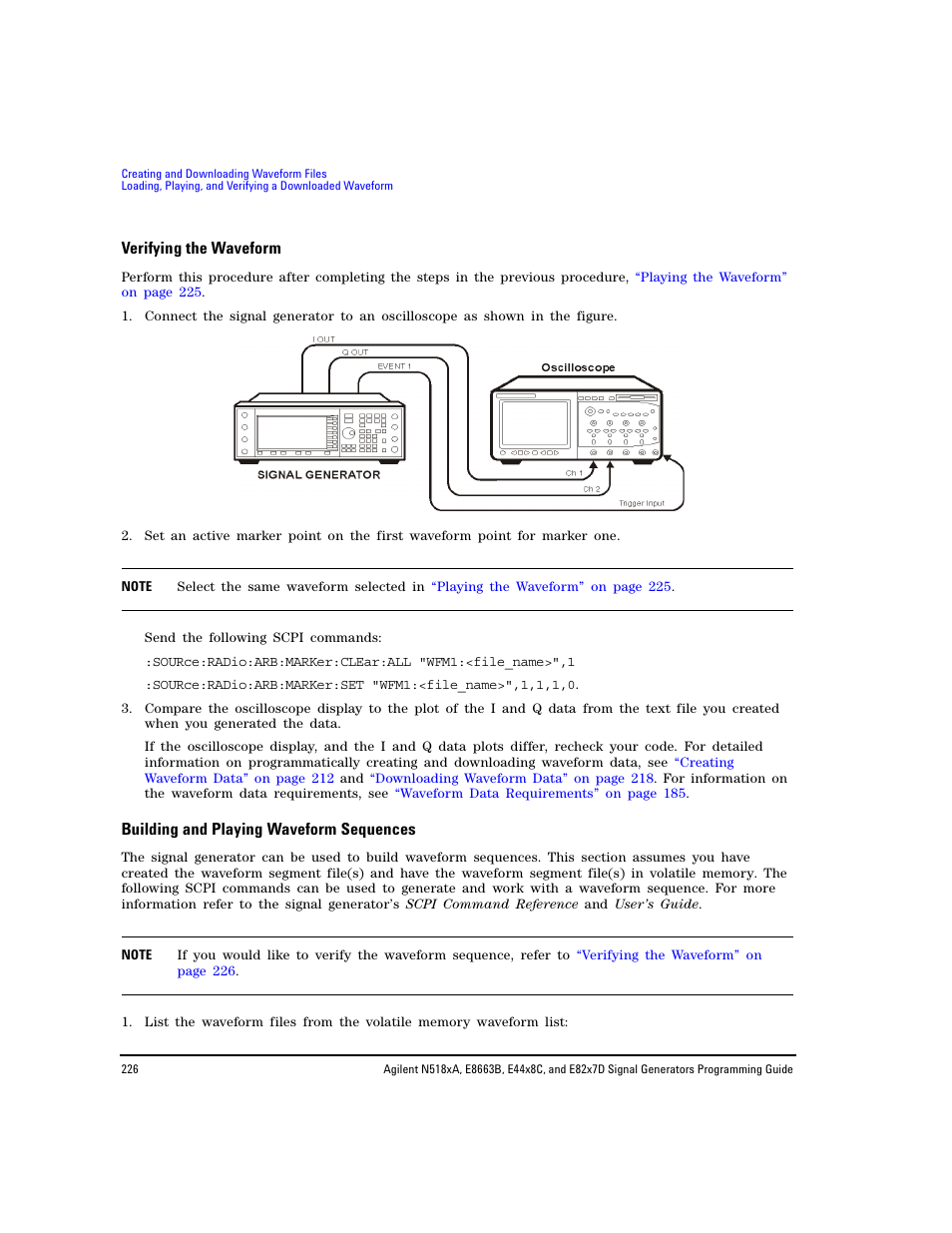 Verifying the waveform, Building and playing waveform sequences | Agilent Technologies N5183A MXG User Manual | Page 236 / 366
