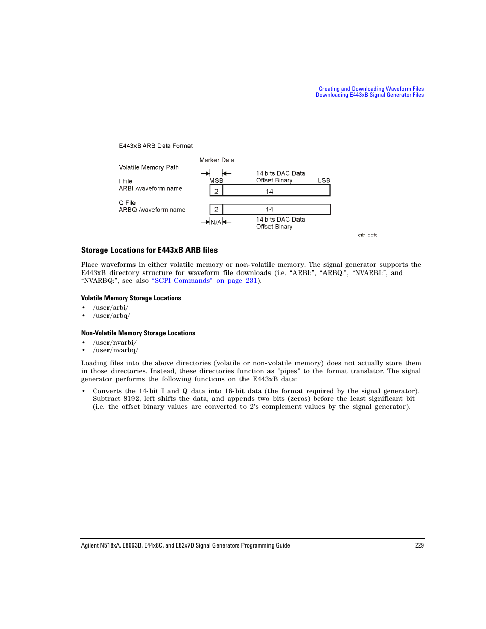 Storage locations for e443xb arb files | Agilent Technologies N5183A MXG User Manual | Page 239 / 366