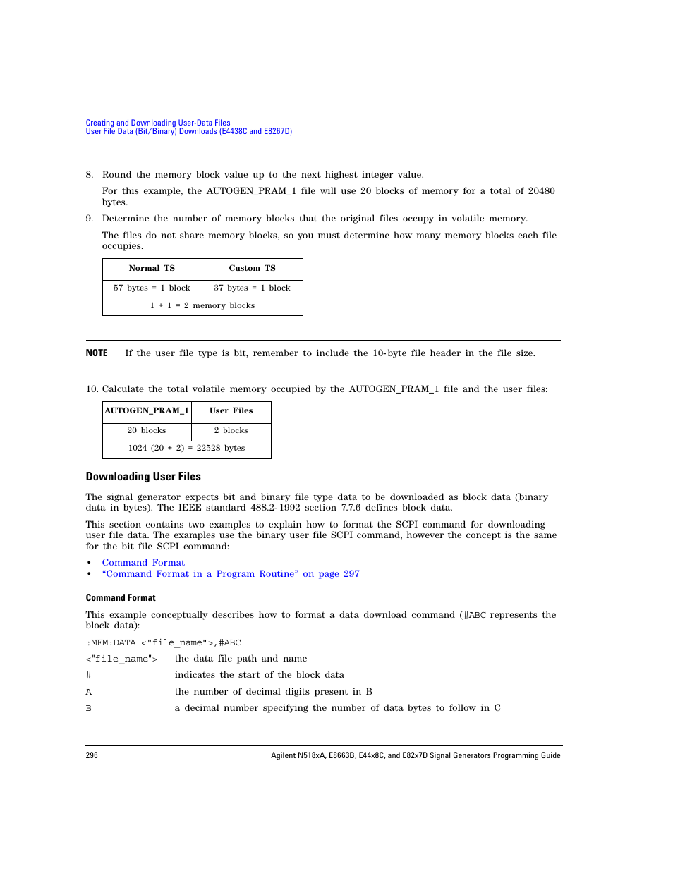 Downloading user files | Agilent Technologies N5183A MXG User Manual | Page 306 / 366