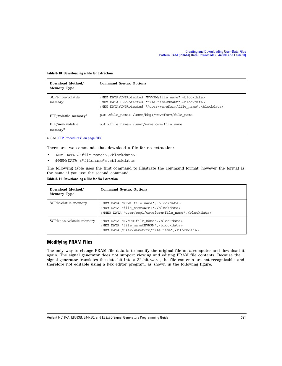 Modifying pram files | Agilent Technologies N5183A MXG User Manual | Page 331 / 366