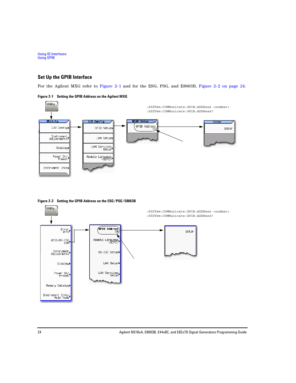 Set up the gpib interface | Agilent Technologies N5183A MXG User Manual | Page 34 / 366