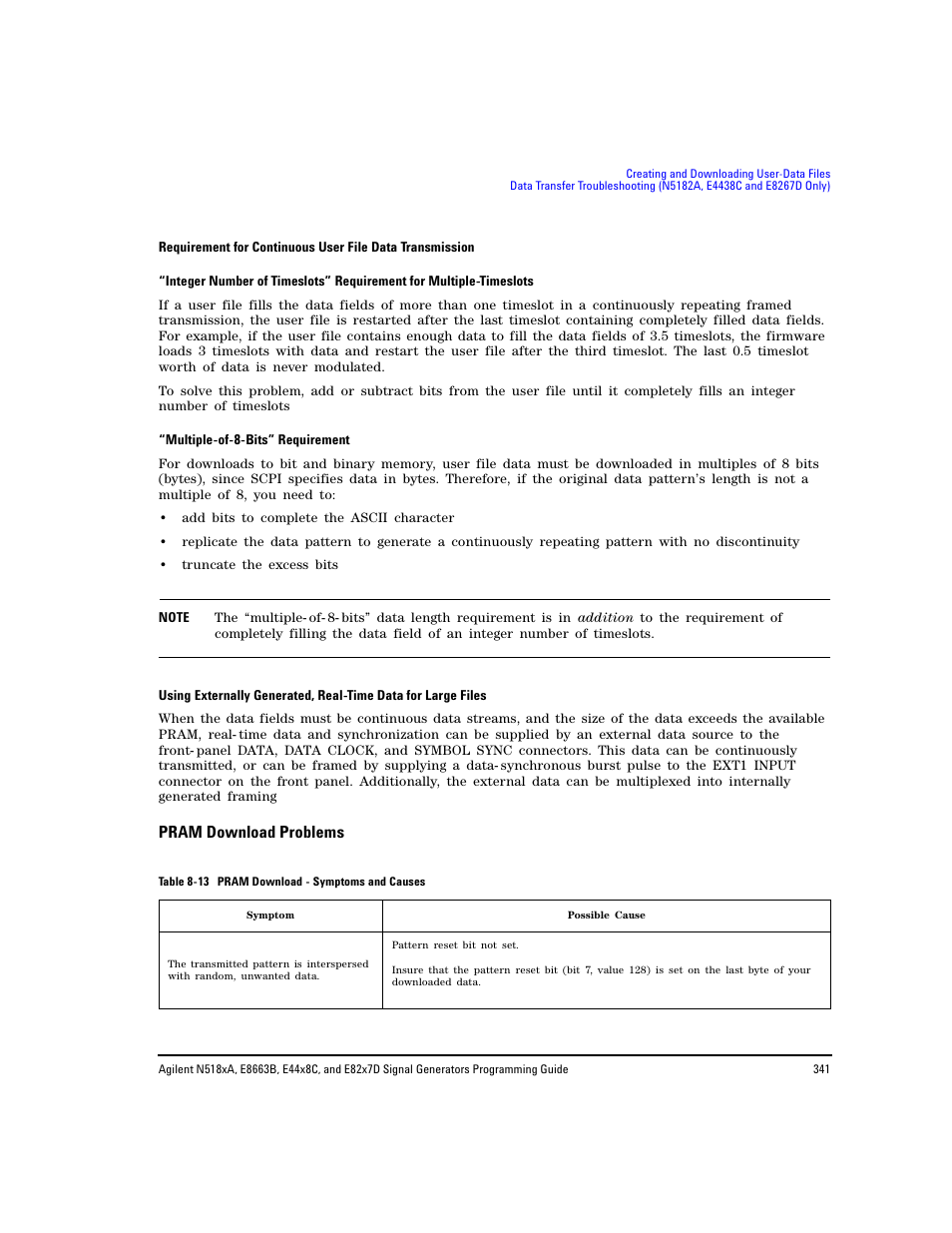 Pram download problems | Agilent Technologies N5183A MXG User Manual | Page 351 / 366