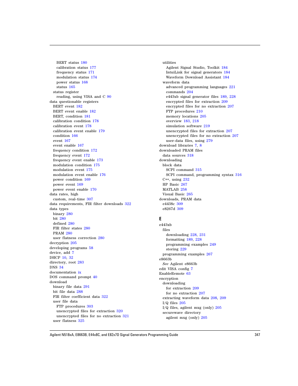 Index | Agilent Technologies N5183A MXG User Manual | Page 357 / 366