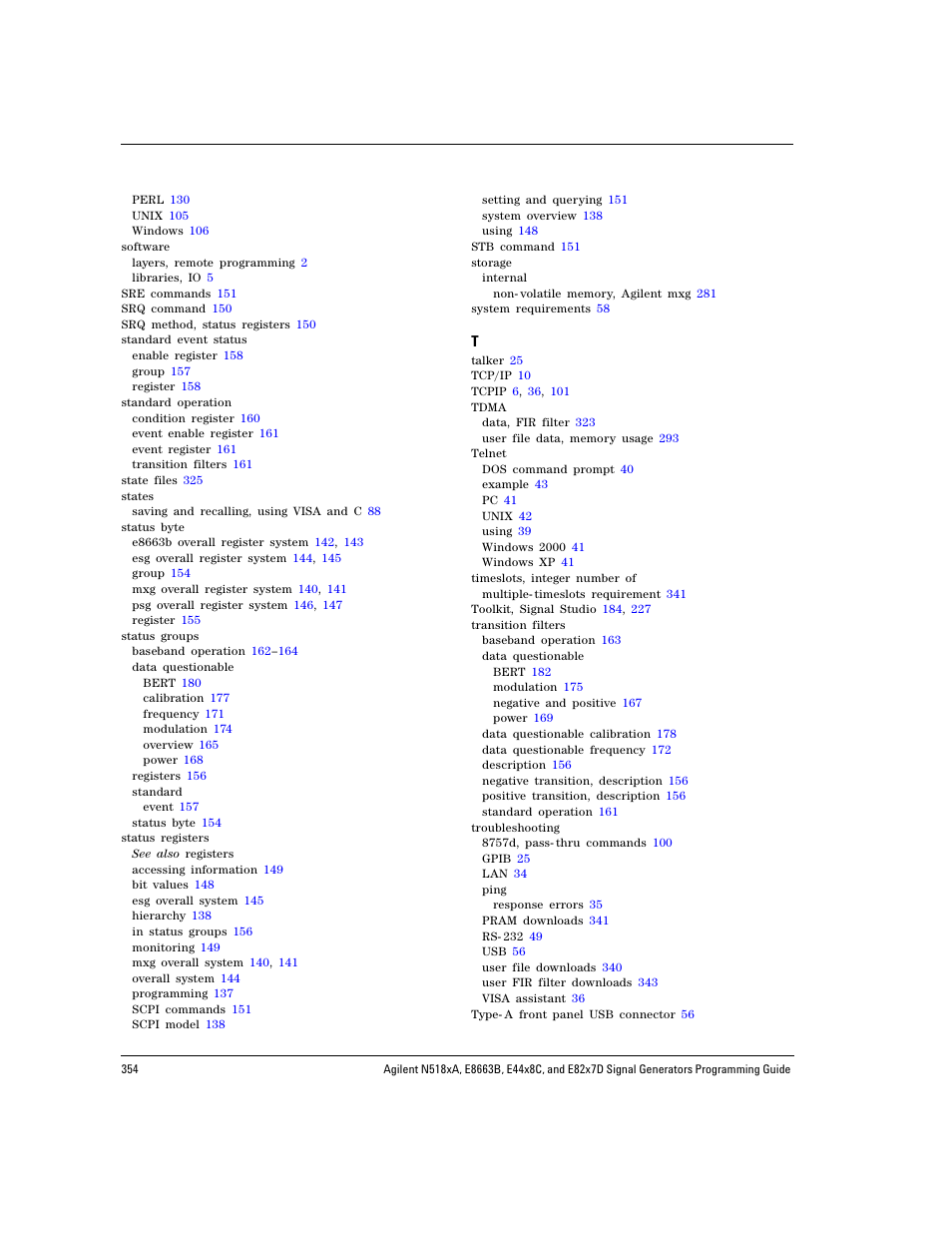 Index | Agilent Technologies N5183A MXG User Manual | Page 364 / 366