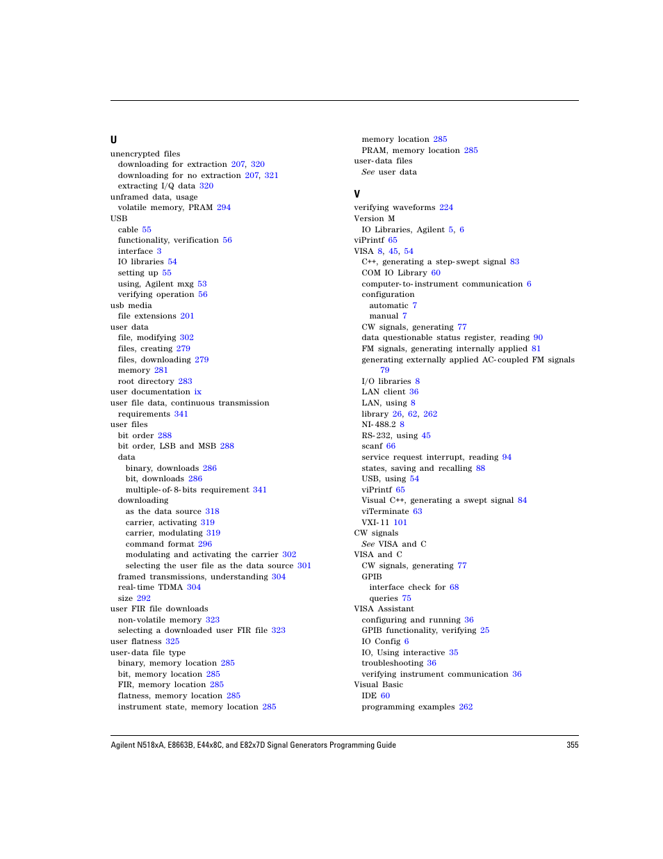 Index | Agilent Technologies N5183A MXG User Manual | Page 365 / 366