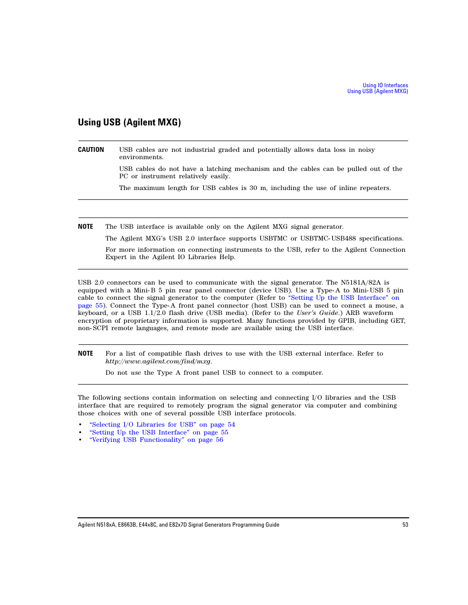 Using usb (agilent mxg), R to | Agilent Technologies N5183A MXG User Manual | Page 63 / 366