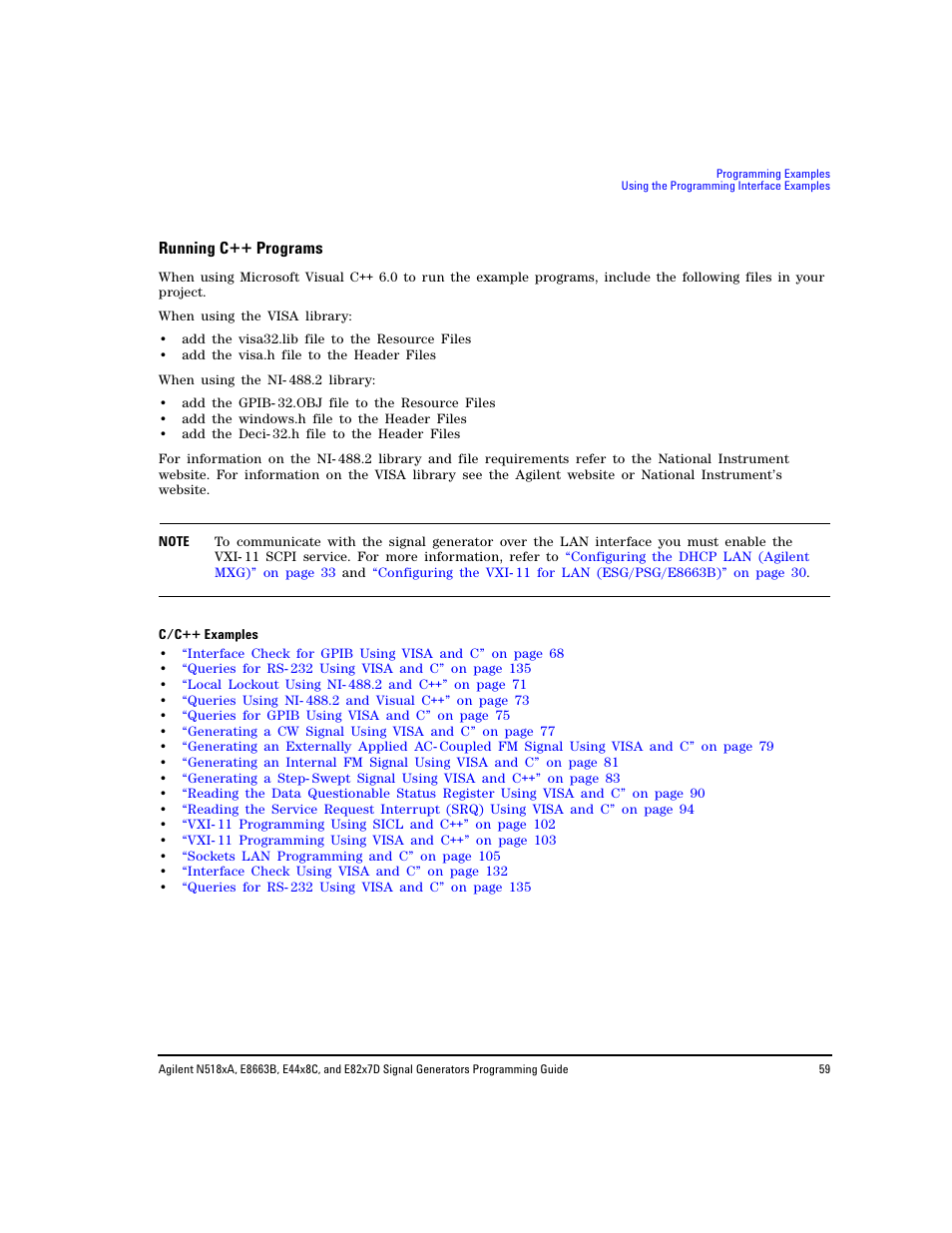 Running c++ programs | Agilent Technologies N5183A MXG User Manual | Page 69 / 366