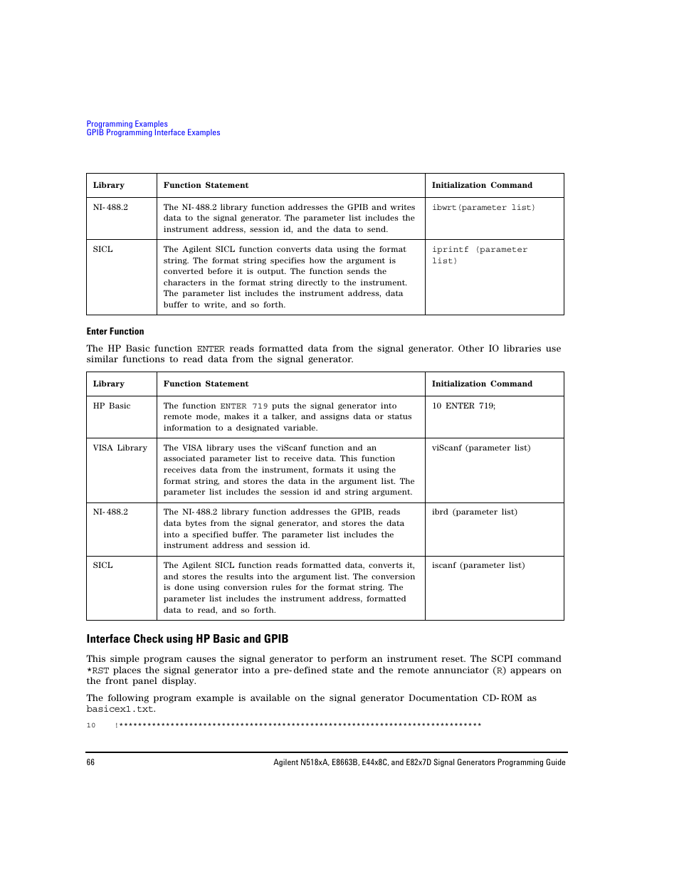 Interface check using hp basic and gpib, Interface check using hp basic and gpib” on | Agilent Technologies N5183A MXG User Manual | Page 76 / 366