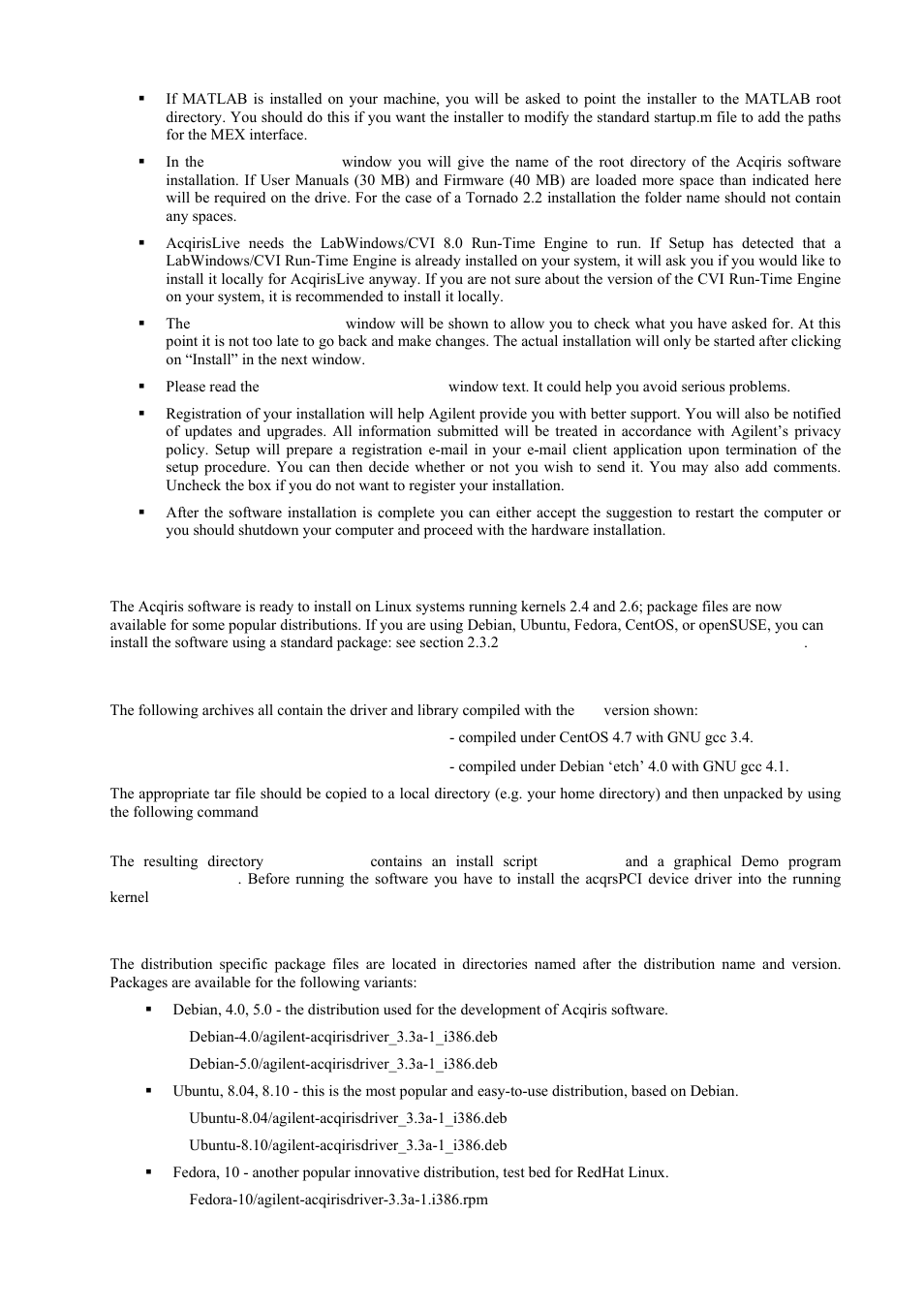 Installing the software for linux, Installing with a tar file, Installing with a distribution specific package | Agilent Technologies DP111 User Manual | Page 13 / 59