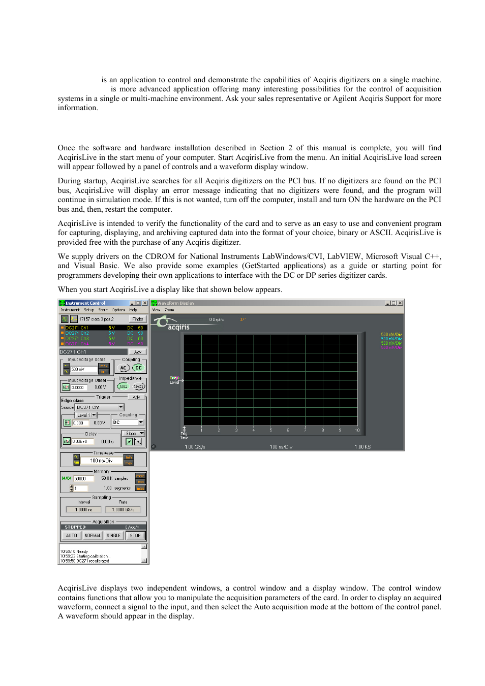 Running the acqirislive application, Getting started with acqirislive, Ter 4 | Agilent Technologies DP111 User Manual | Page 33 / 59
