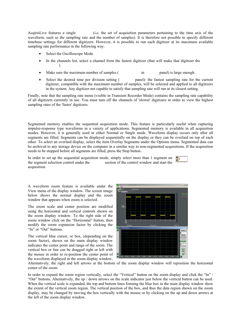 Segmented memory, Display features, zoom and persistence | Agilent Technologies DP111 User Manual | Page 39 / 59