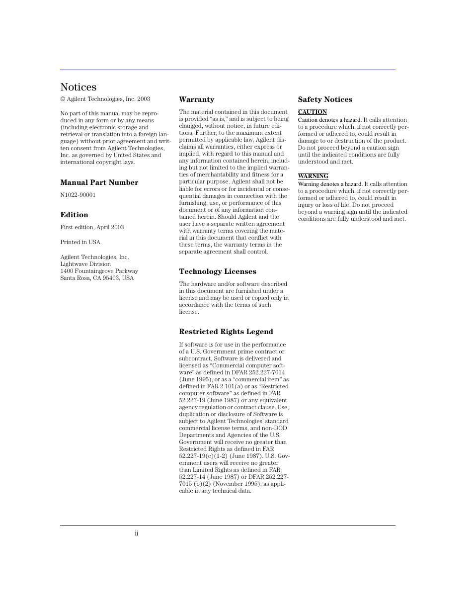 Notices | Agilent Technologies N1022A User Manual | Page 2 / 24