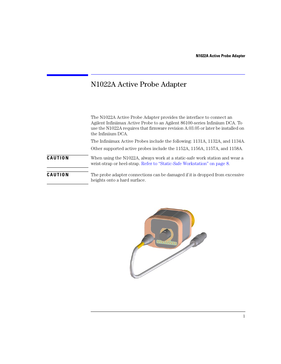 N1022a active probe adapter, N1022a active probe adapter 1 | Agilent Technologies N1022A User Manual | Page 5 / 24