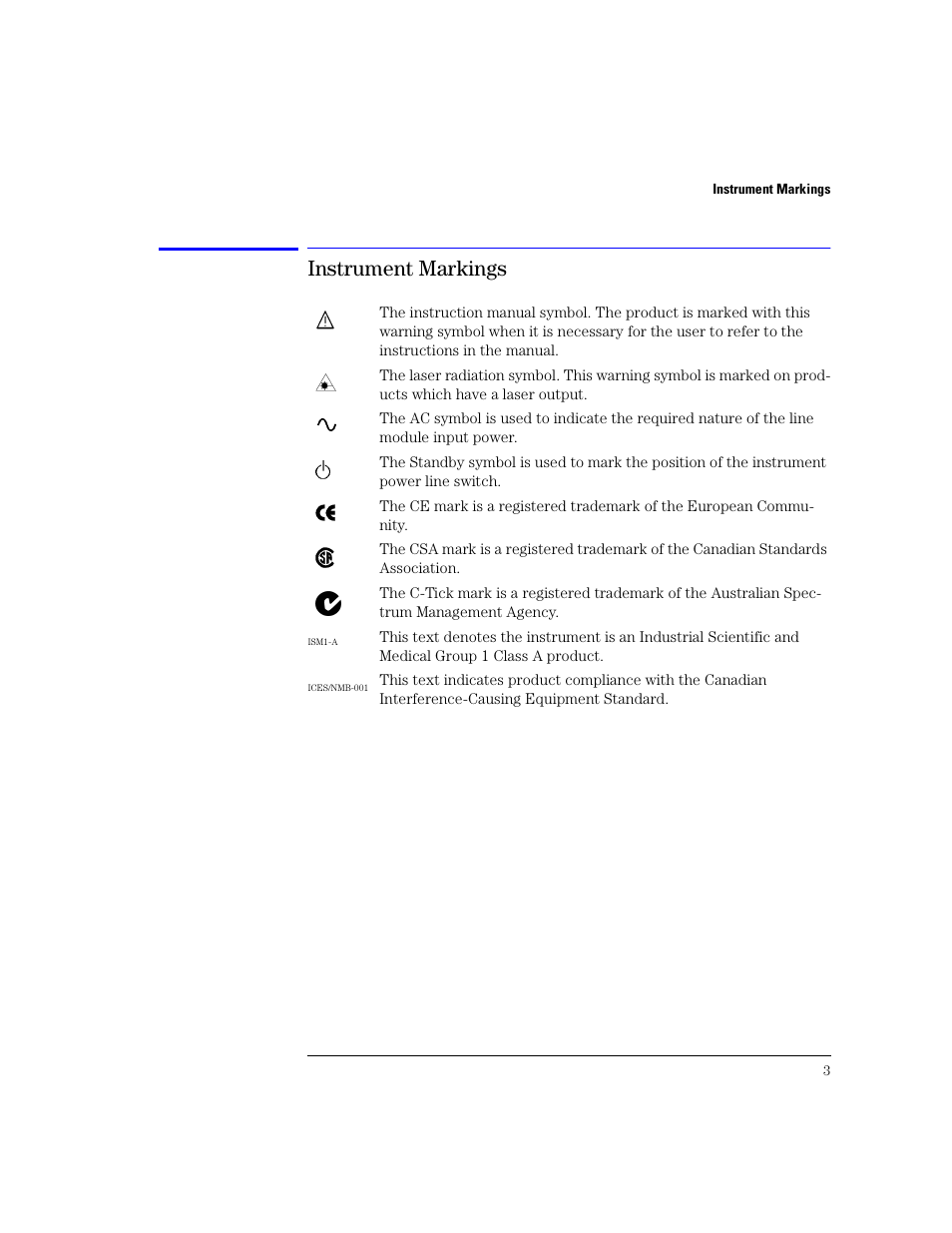 Instrument markings, Instrument markings 3 | Agilent Technologies N1022A User Manual | Page 7 / 24