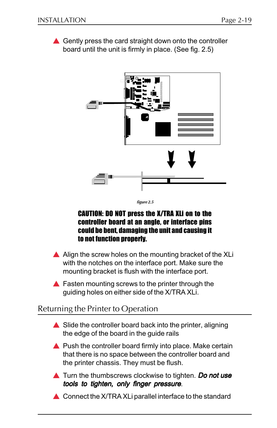 Returning the printer to operation, Returning the printer to operation -7 | Agilent Technologies N-Series User Manual | Page 19 / 90