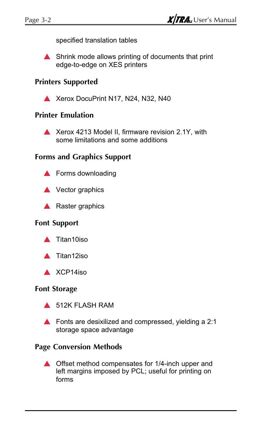 Printers supported, Printer emulation, Forms and graphics support | Font support, Font storage | Agilent Technologies N-Series User Manual | Page 23 / 90