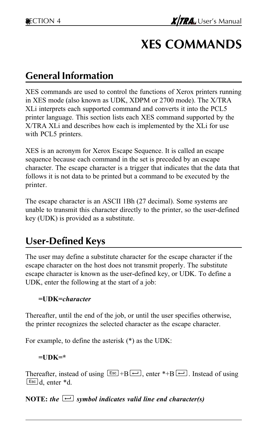 Xes commands, General information, User-defined keys | General information -1 user-defined keys -1 | Agilent Technologies N-Series User Manual | Page 25 / 90