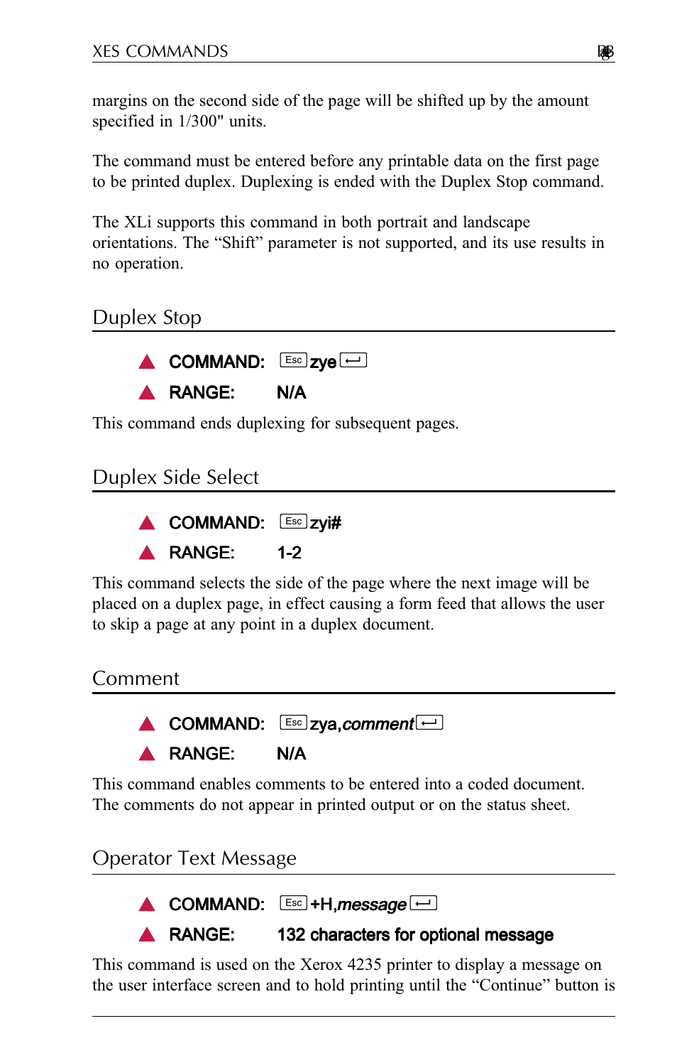Duplex stop, Duplex side select, Comment | Operator text message, Duplex stop -10 duplex side select -10 comment -10, Operator text message -10 | Agilent Technologies N-Series User Manual | Page 34 / 90