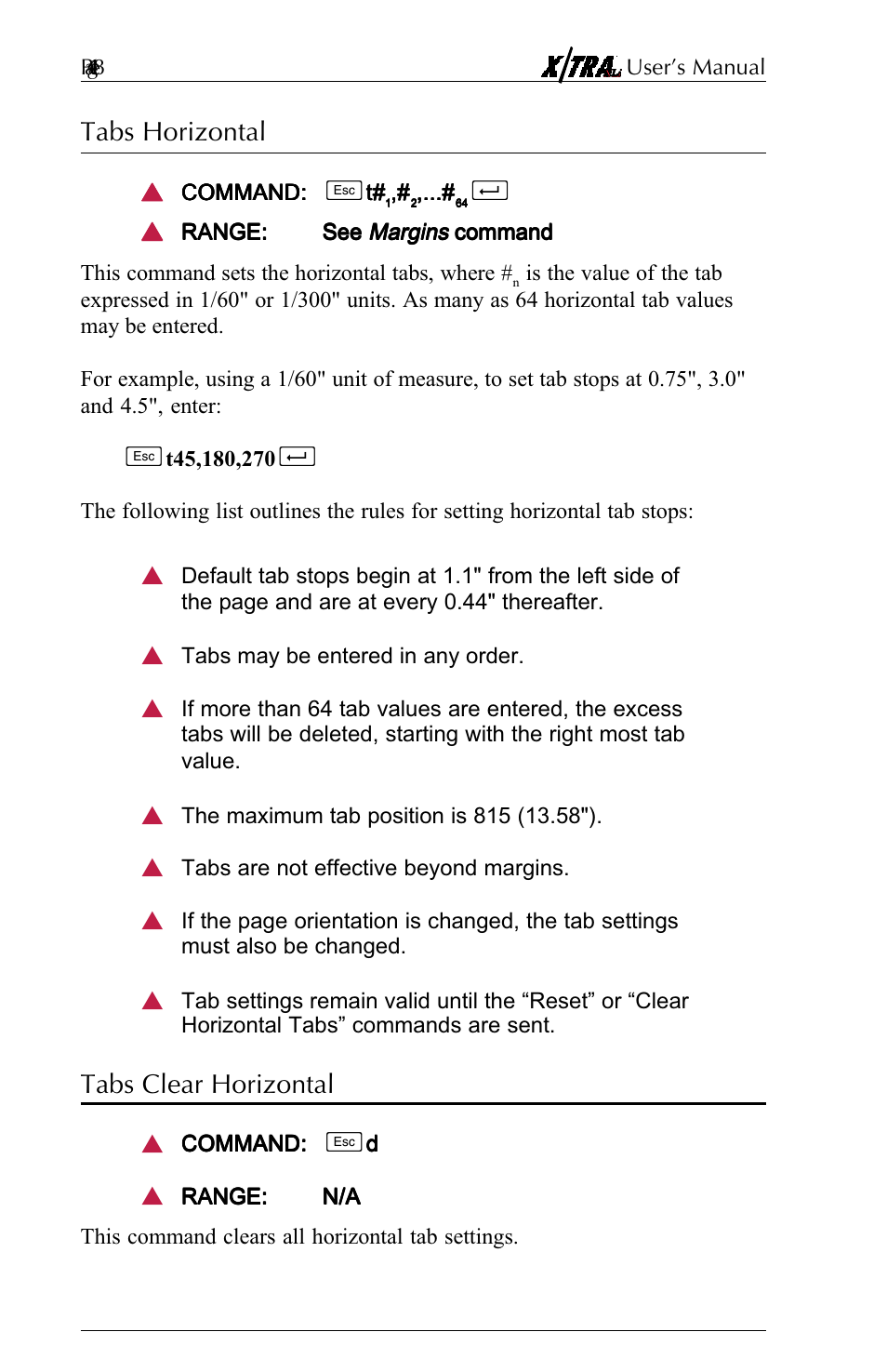 Tabs horizontal, Tabs clear horizontal, Tabs horizontal -15 | Tabs clear horizontal -15 | Agilent Technologies N-Series User Manual | Page 39 / 90