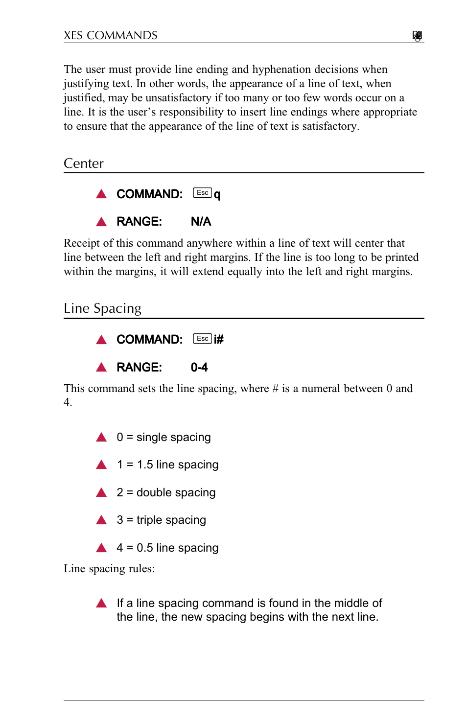 Center, Line spacing, Center -18 line spacing -18 | Agilent Technologies N-Series User Manual | Page 42 / 90