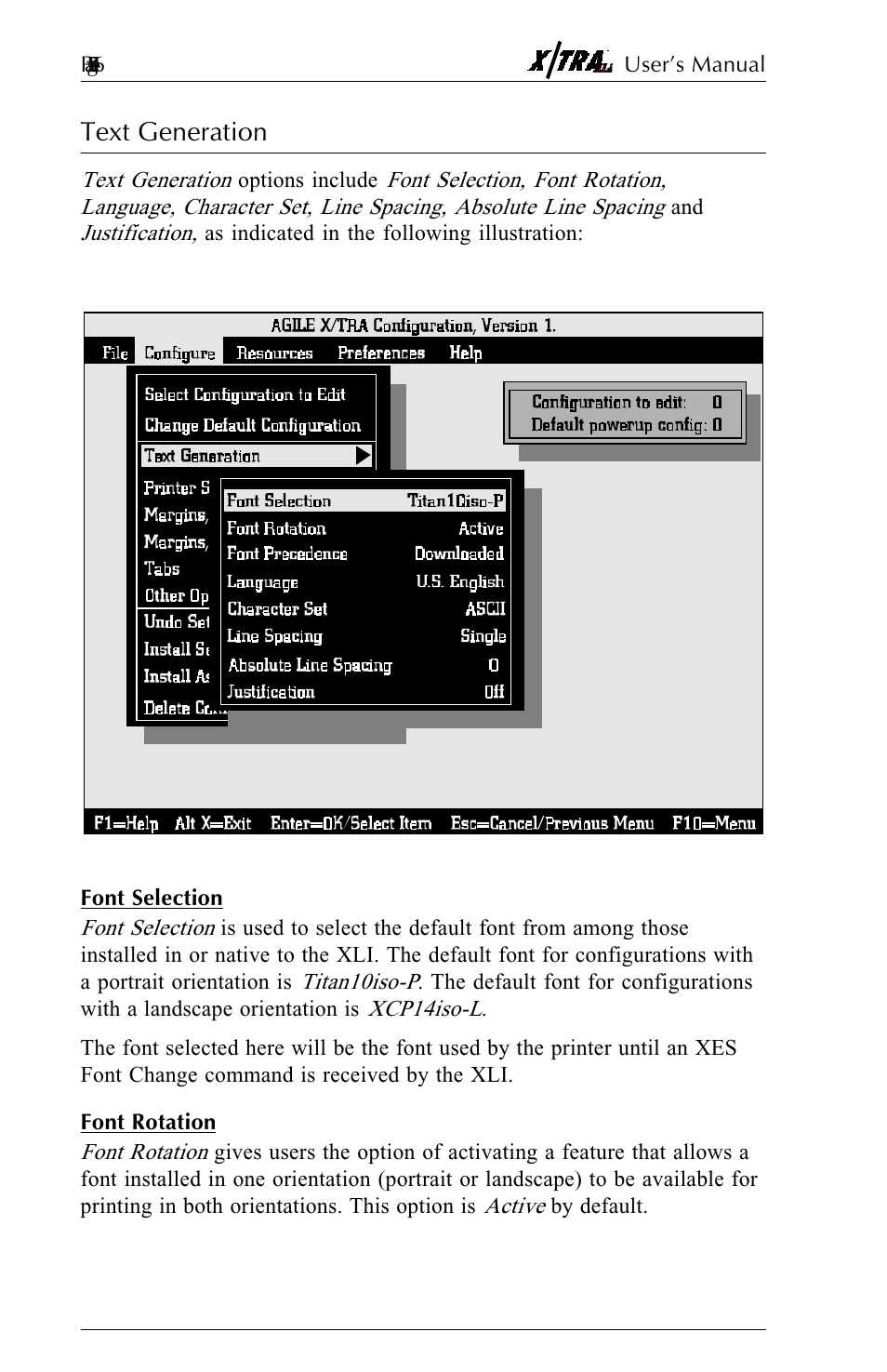 Text generation, Font selection, Font rotation | Text generation -10, Font selection -10 font rotation -10 | Agilent Technologies N-Series User Manual | Page 67 / 90