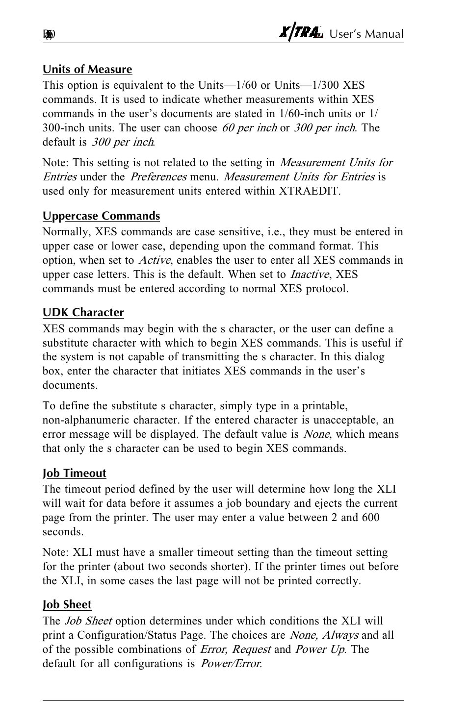 Units of measure, Uppercase commands, Udk character | Job timeout, Job sheet | Agilent Technologies N-Series User Manual | Page 81 / 90