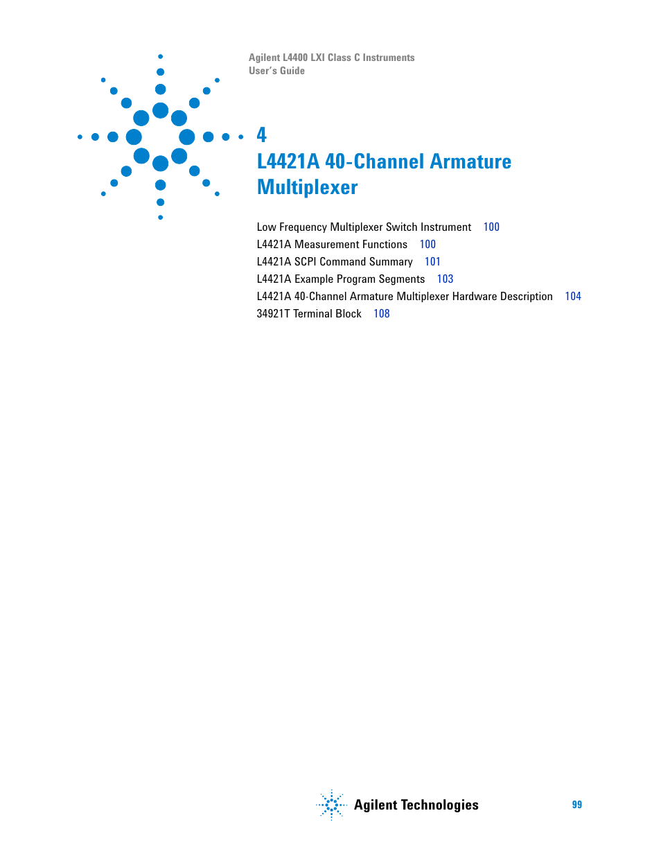 L4421a 40-channel armature multiplexer | Agilent Technologies L4400 User Manual | Page 111 / 281