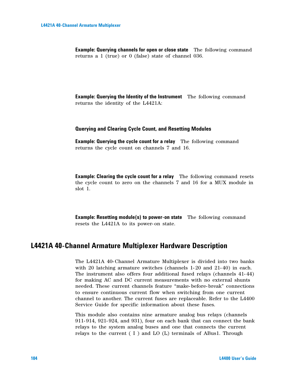 Agilent Technologies L4400 User Manual | Page 116 / 281