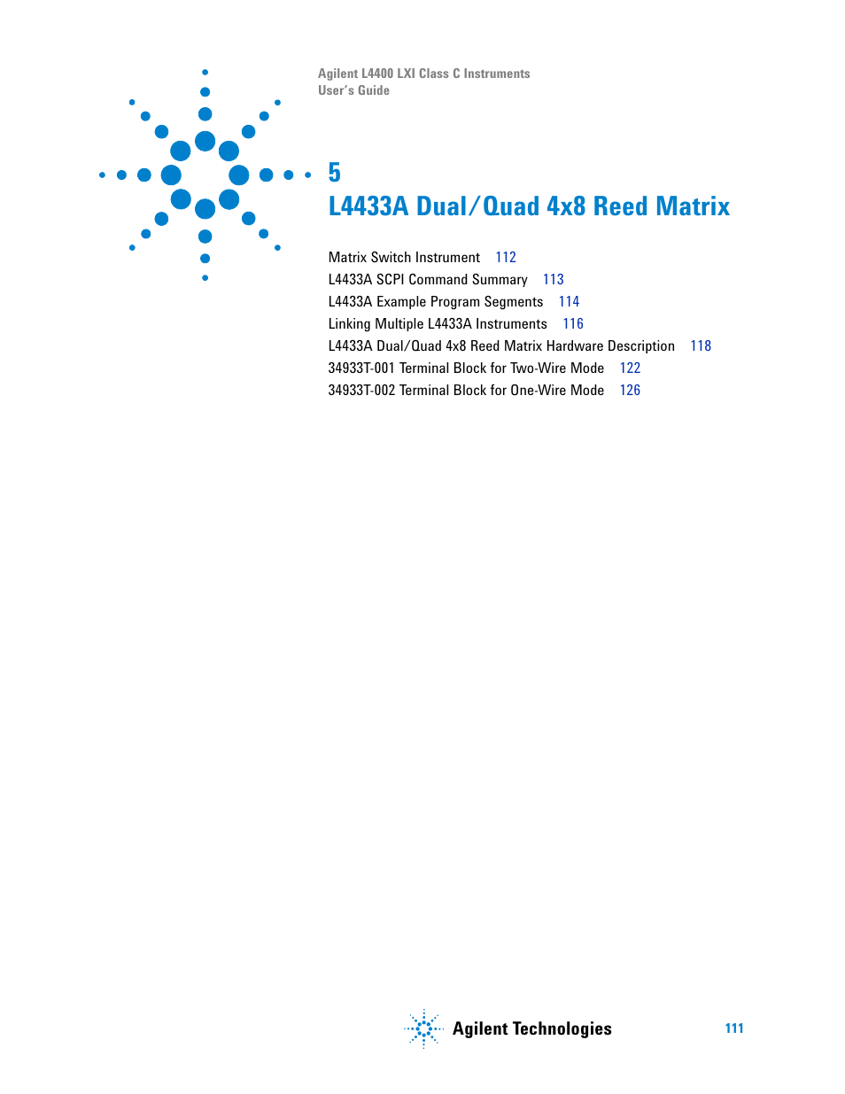L4433a dual/quad 4x8 reed matrix | Agilent Technologies L4400 User Manual | Page 123 / 281