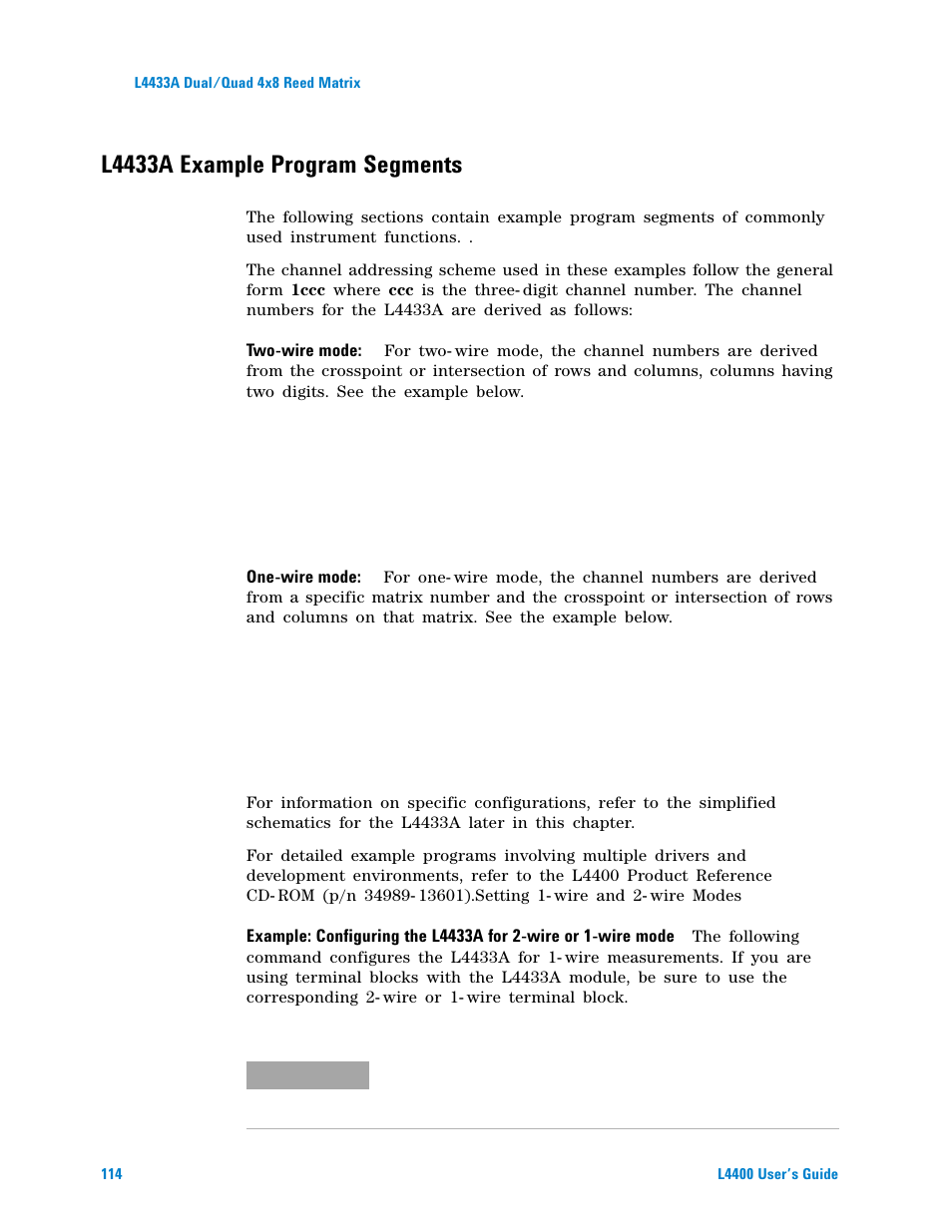 L4433a example program segments | Agilent Technologies L4400 User Manual | Page 126 / 281