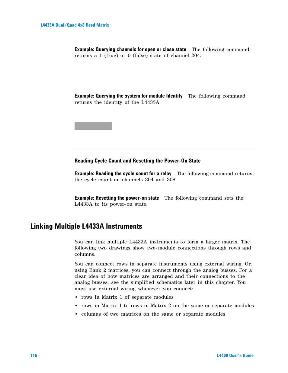 Linking multiple l4433a instruments | Agilent Technologies L4400 User Manual | Page 128 / 281